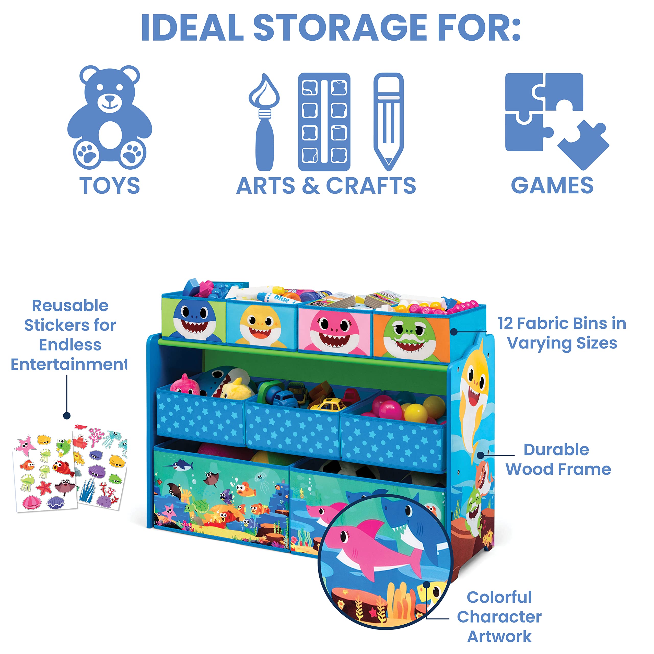 Amazon.com: Baby Shark Deluxe 9 Bin Design and Store Toy Organizer